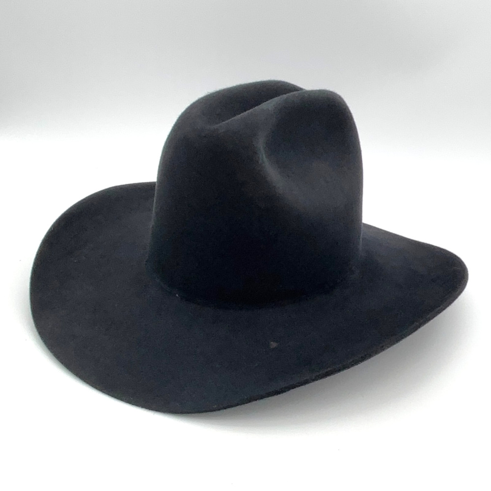 Charlie 1 Horse El Paso 60X Black Felt Cowboy Hat Size 7-1/8 Cattleman Crown